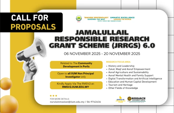 DEADLINE: 20 NOV 2025(THURSDAY), JAMALULLAIL RESPONSIBLE RESEARCH GRANT SCHEME (JRRGS) 6.0